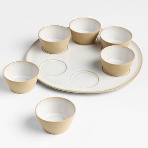 New! EXCLUSIVE Crate&Barrel Stoneware Platter with Six Mini Bowls (7-pc)